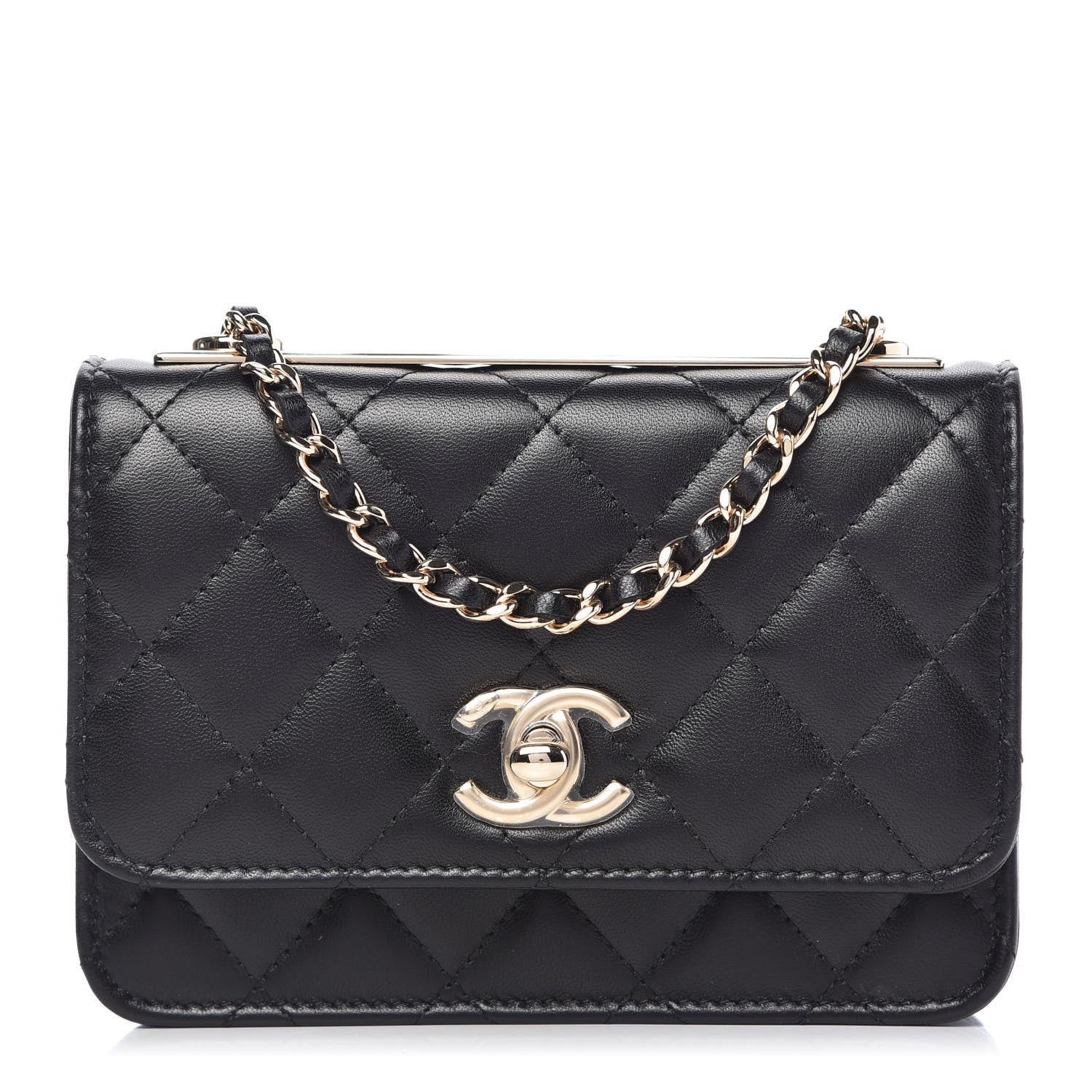 Chanel Lambskin Quilted Mini Trendy CC Wallet On Chain WOC Black 1 of 11