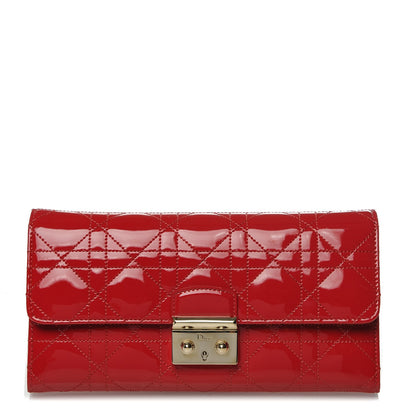 Christian Dior Patent Cannage Miss Dior Chain Wallet Red 1 of 6
