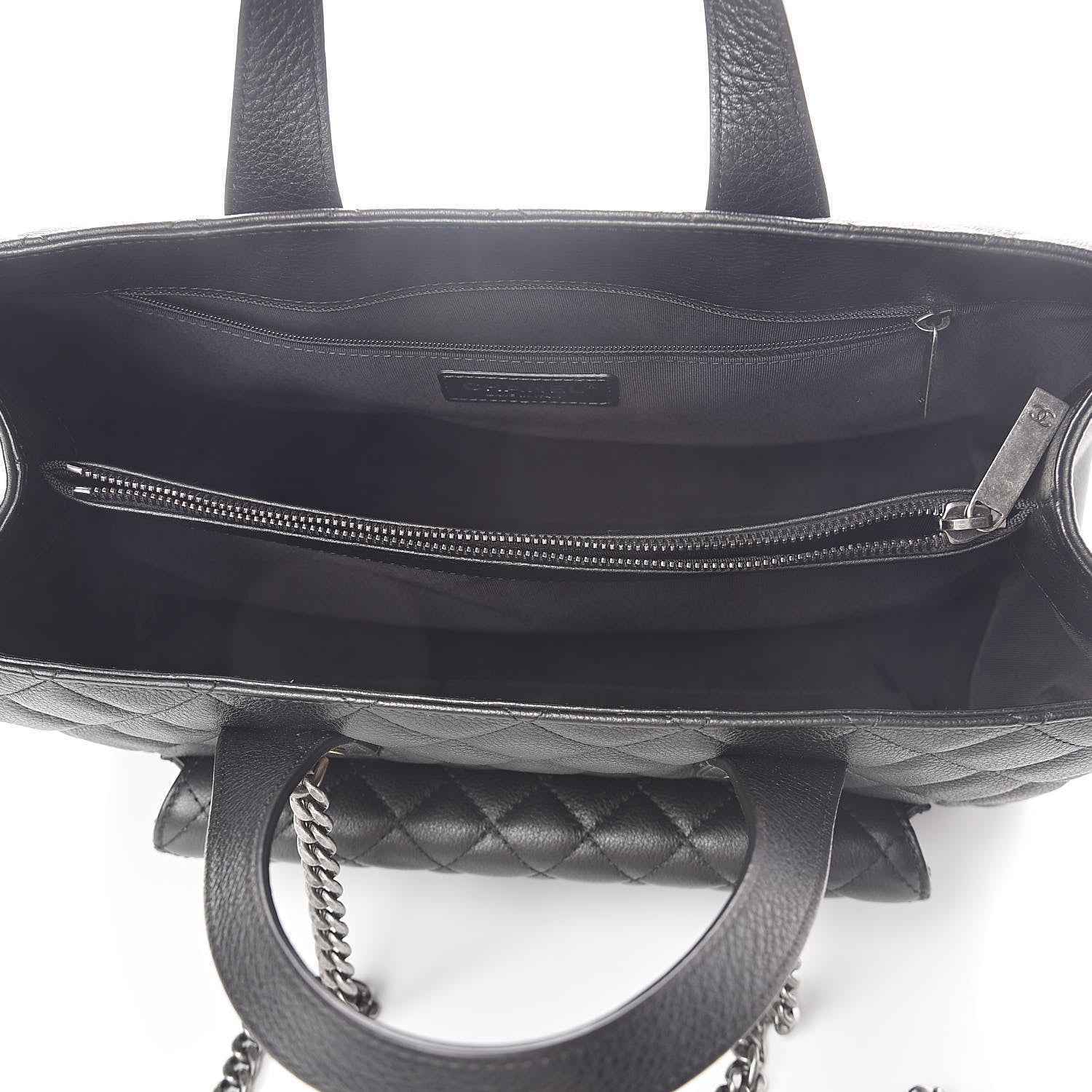 Chanel Metallic Grained Calfskin Quilted Large Casual Pocket Tote Black 5 of 10