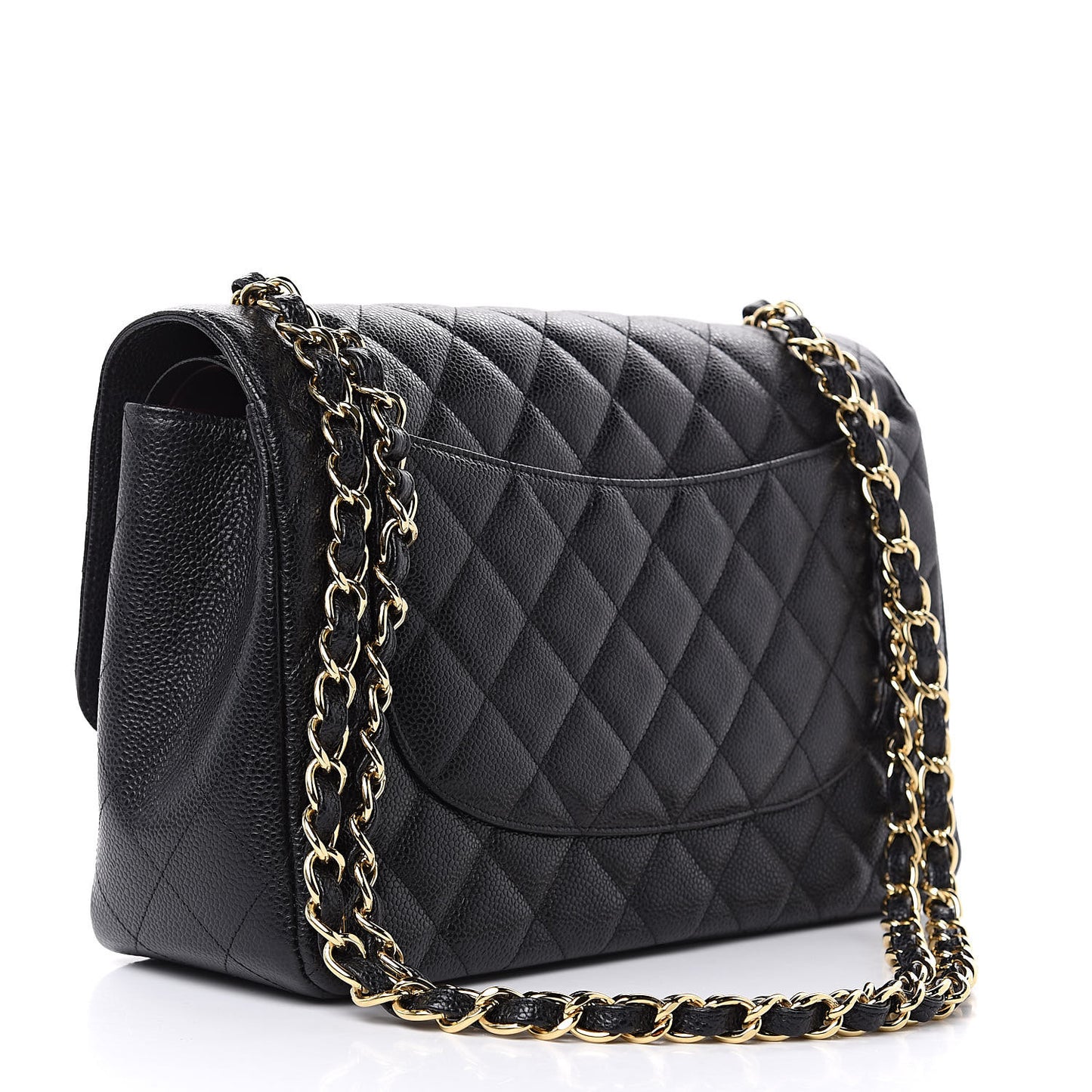 Caviar Quilted Jumbo Double Flap Black