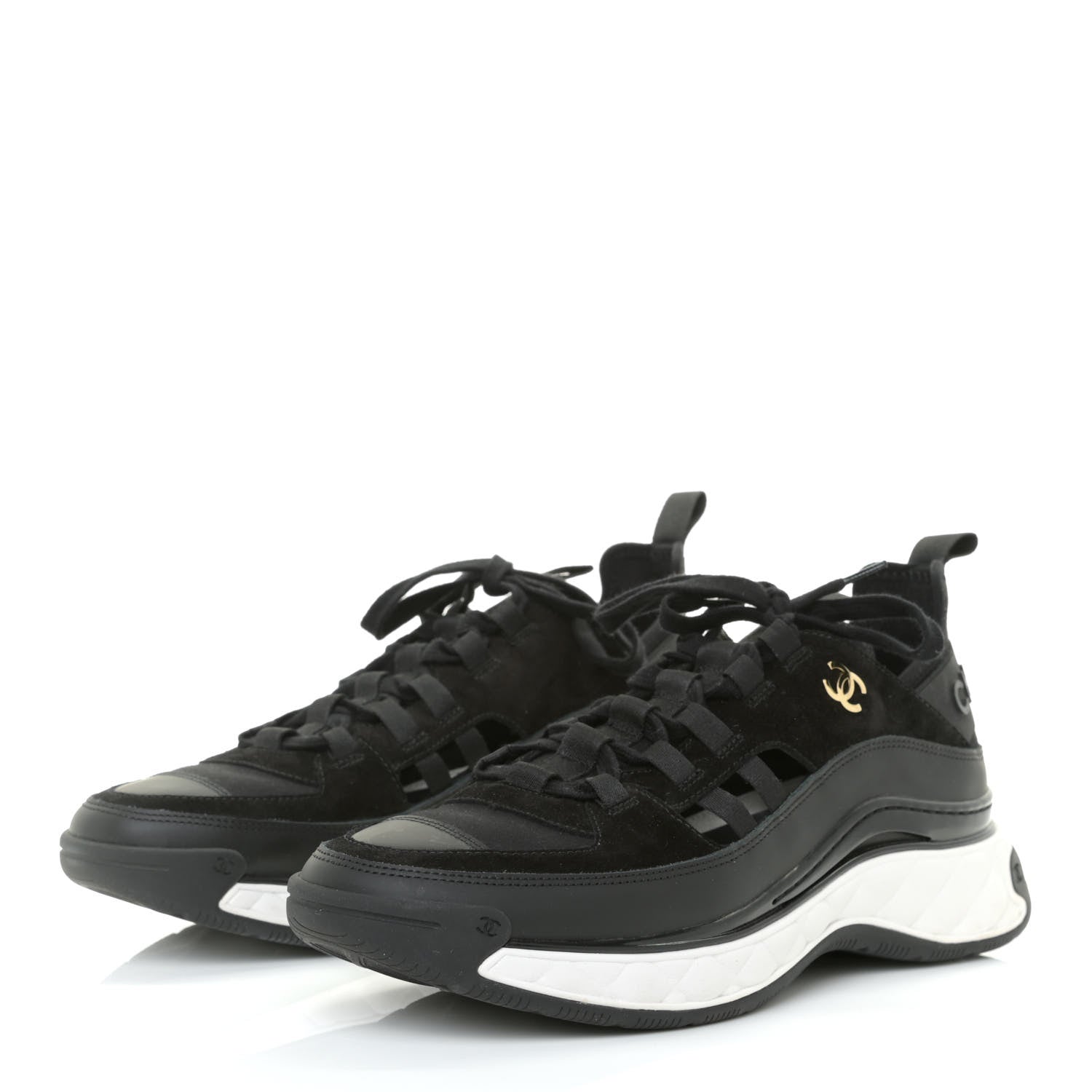 Chanel Velvet Calfskin Mixed Fibers CC Sneakers 41 Black 2 of 8