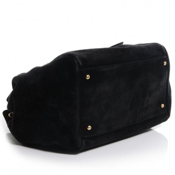 Suede Accordion Flap Black