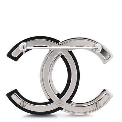 Chanel Resin Crystal Baguette CC Brooch Silver Black 3 of 4