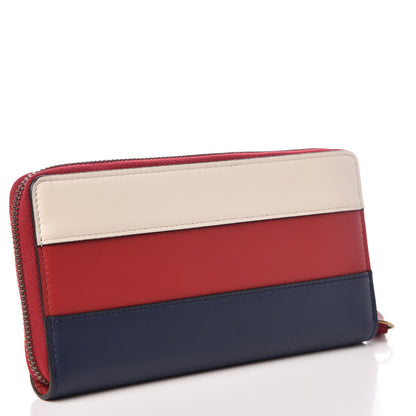 Gucci Calfskin Queen Margaret Zip Around Wallet Blue Agata Hibiscus Red Mystic White 3 of 9