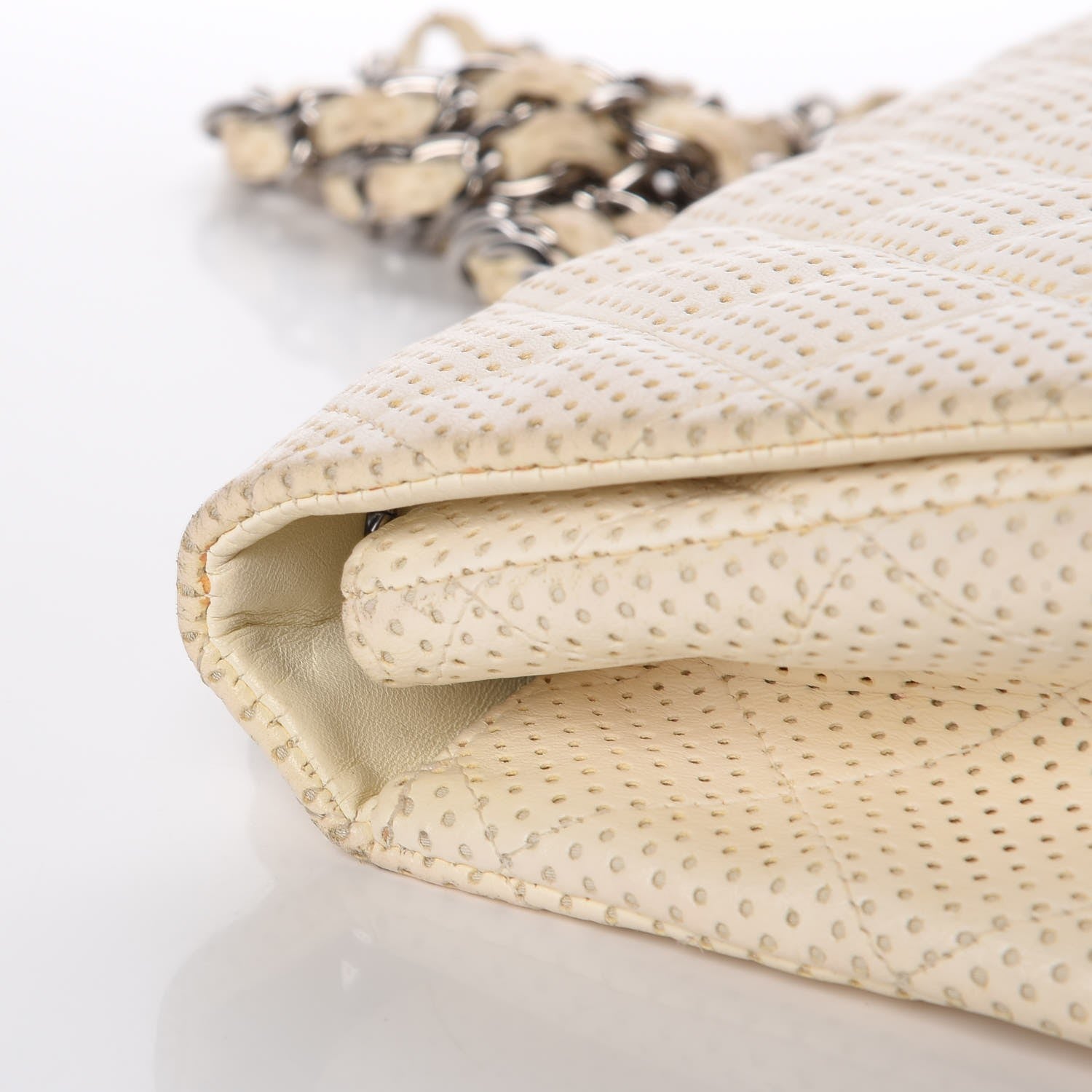 Chanel Lambskin Perforated Jumbo Single Flap White 14 of 15