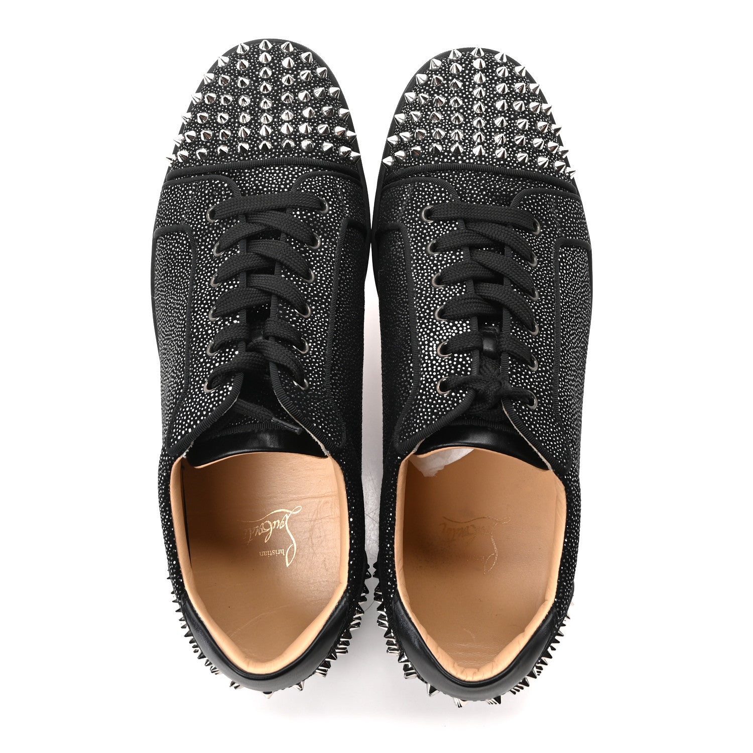 Christian Louboutin Calfskin Mens Louis Junior Spikes Orlato Flat Sneakers 45.5 Black Version Multi 2 of 10