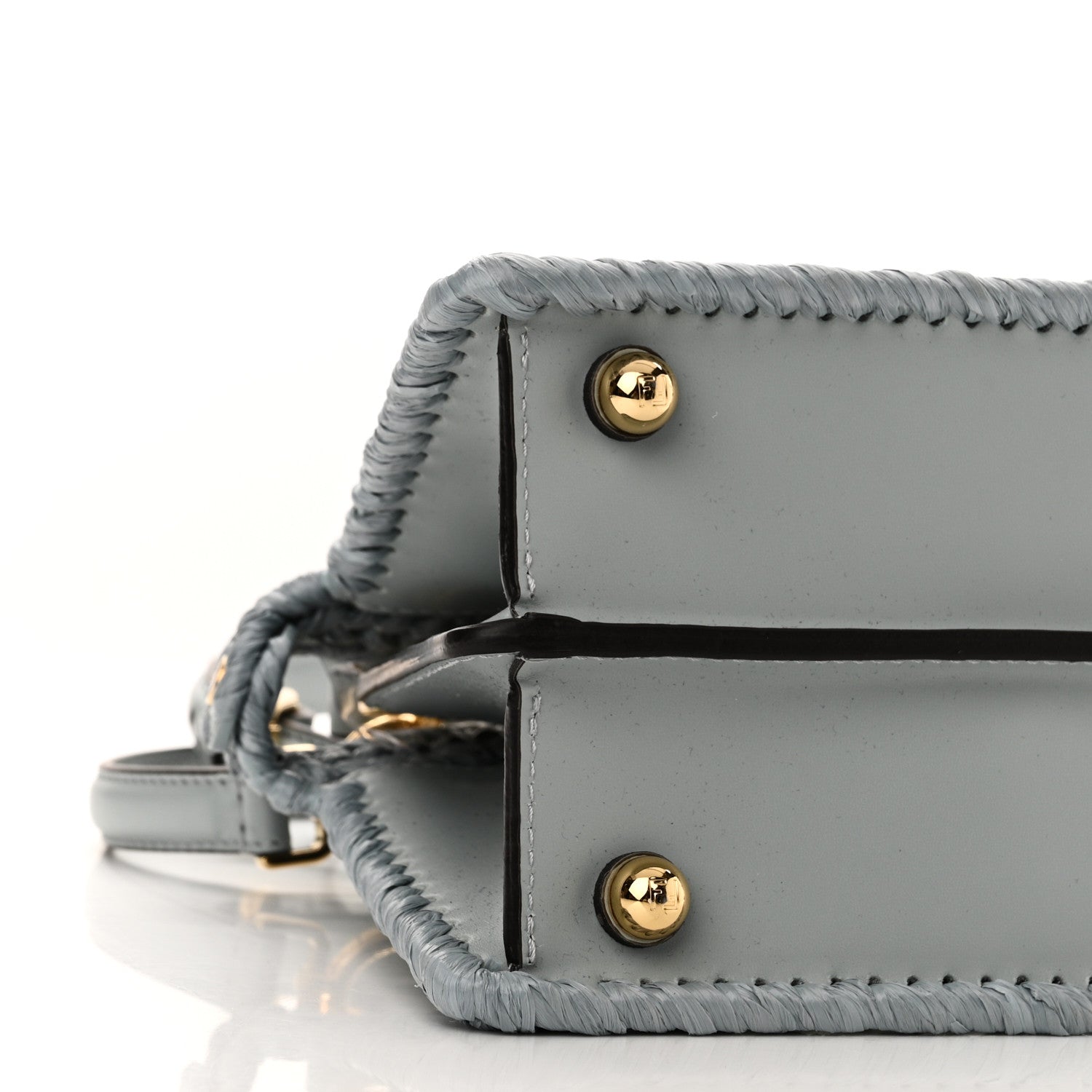 Fendi Paglia Vitello King Nappa Woven Petite Peekaboo I SEE U Satchel Anice 8 of 9