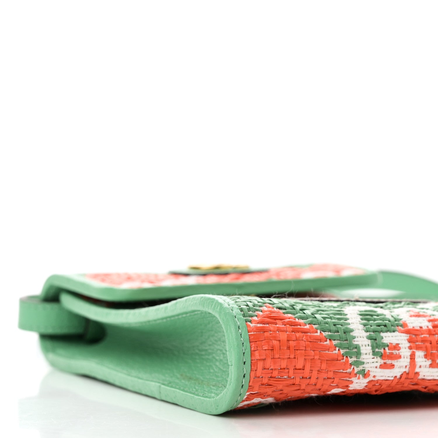 Gucci Straw Textured Dollar Calfskin Miami Mini Crossbody Deep Orange New Shamarock Off White Peanut Brown 8 of 10