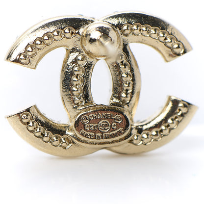 Chanel Crystal Pearl Caviar CC Stud Earrings Gold 4 of 5