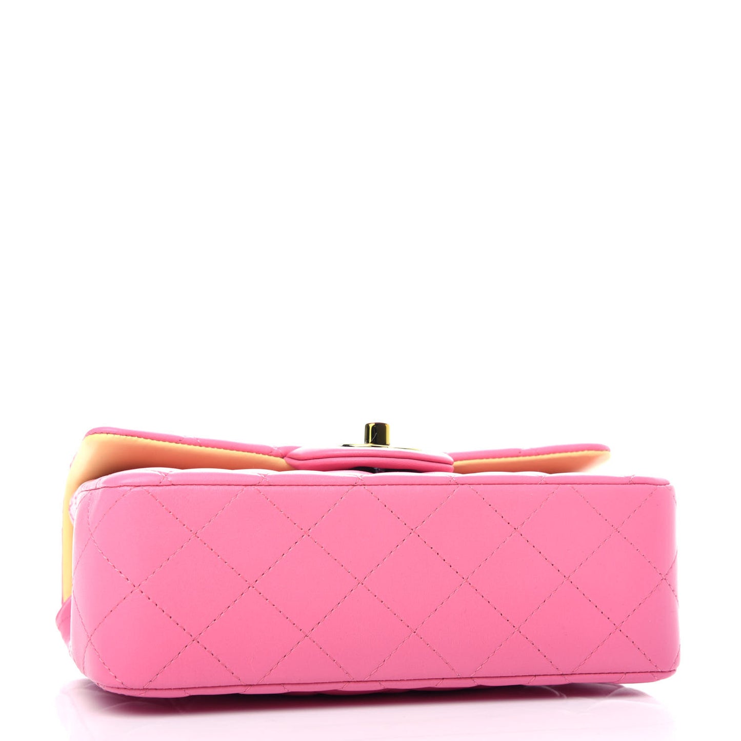 Lambskin Quilted Mini Rectangular Flap Pink Yellow
