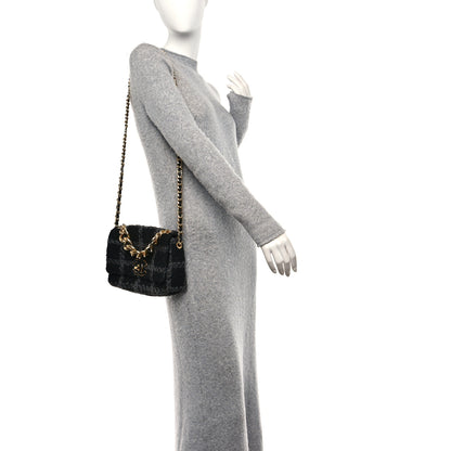 Chanel Wool Tweed Quilted Elegant Chain Flap Black Grey 2 of 11