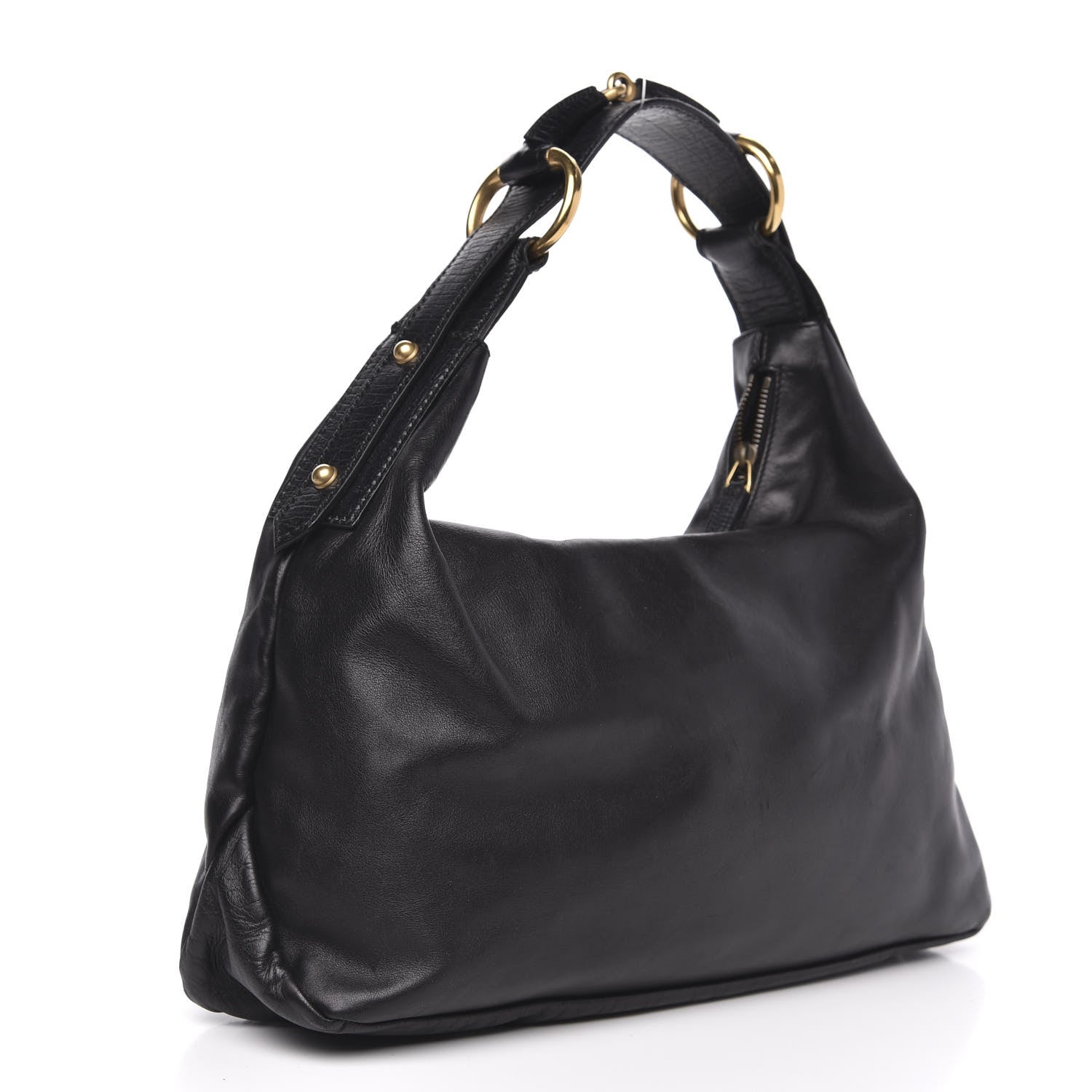 Gucci Calfskin Medium Horsebit Chain Hobo Black 3 of 11