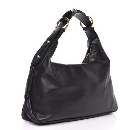 Gucci Calfskin Medium Horsebit Chain Hobo Black 3 of 11