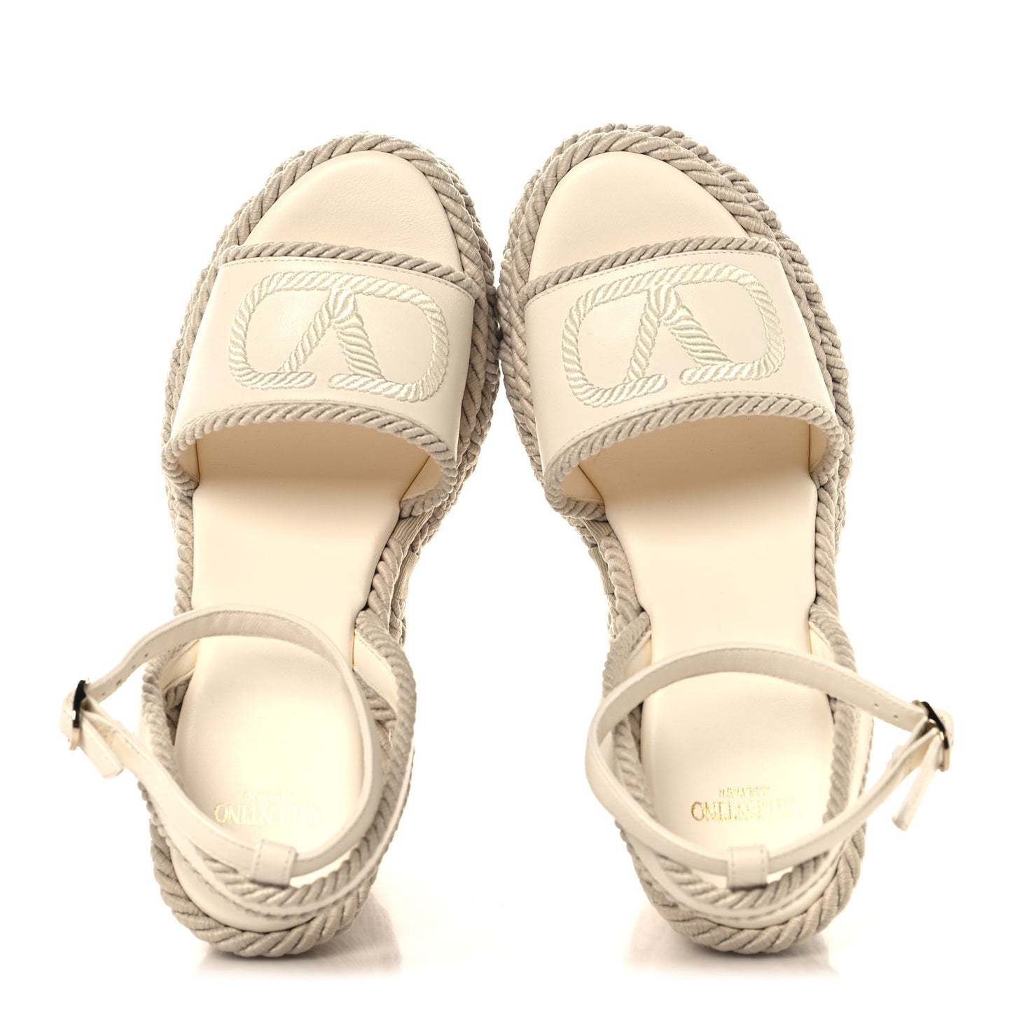 Nappa VLogo Torchon 130mm Platform Wedge Sandals 39 Ivory