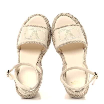 Valentino Garavani Nappa VLogo Torchon 130mm Platform Wedge Sandals 39 Ivory 2 of 9
