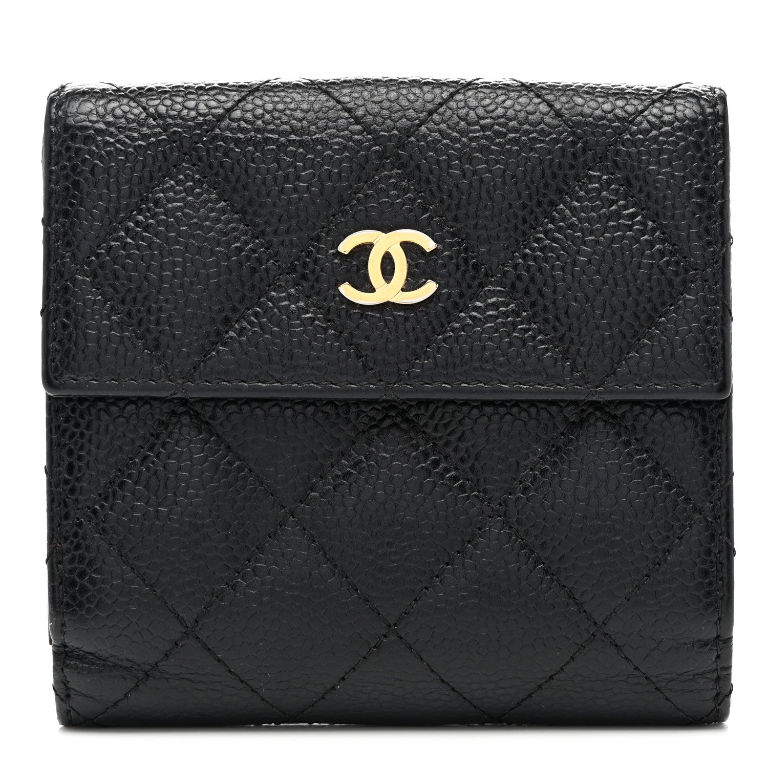 Chanel Caviar Quilted Compact French Flap Wallet Black 1 of 9