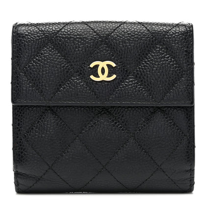 Chanel Caviar Quilted Compact French Flap Wallet Black 1 of 9