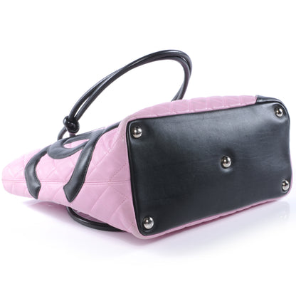 Chanel Calfskin Quilted Large Cambon Tote Pink Black 4 of 7