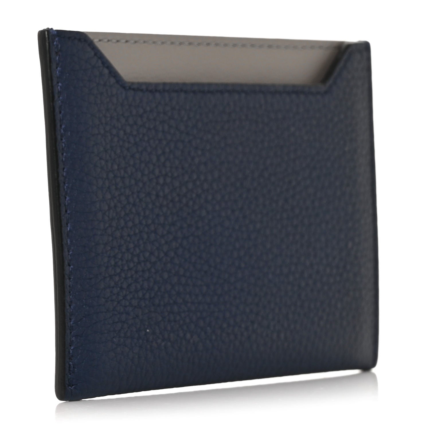 Celine Baby Drummed Calfskin Bi-Color Card Holder Marine Stone 3 of 8