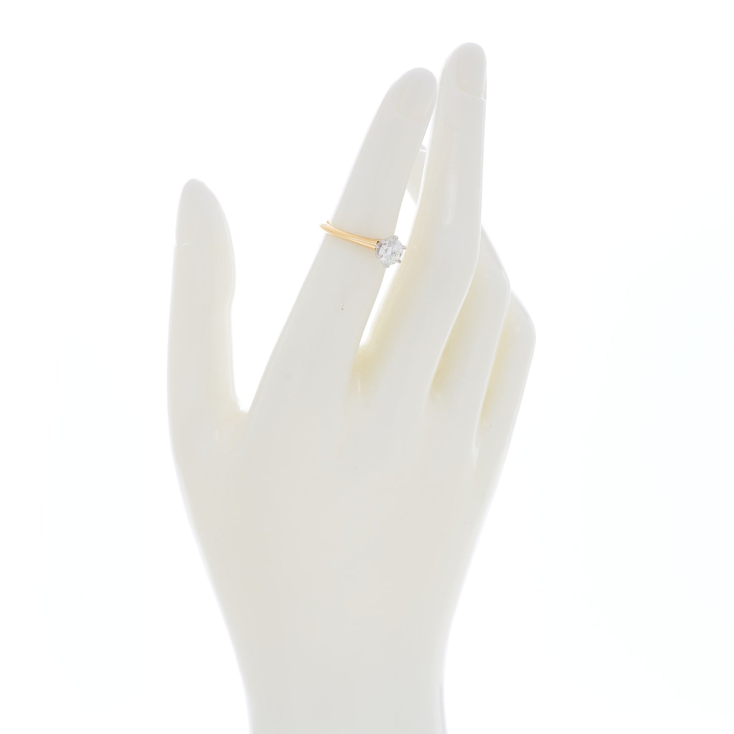 18K Yellow Gold Platinum Diamond .80ct Solitaire Engagement Ring 48 4.5