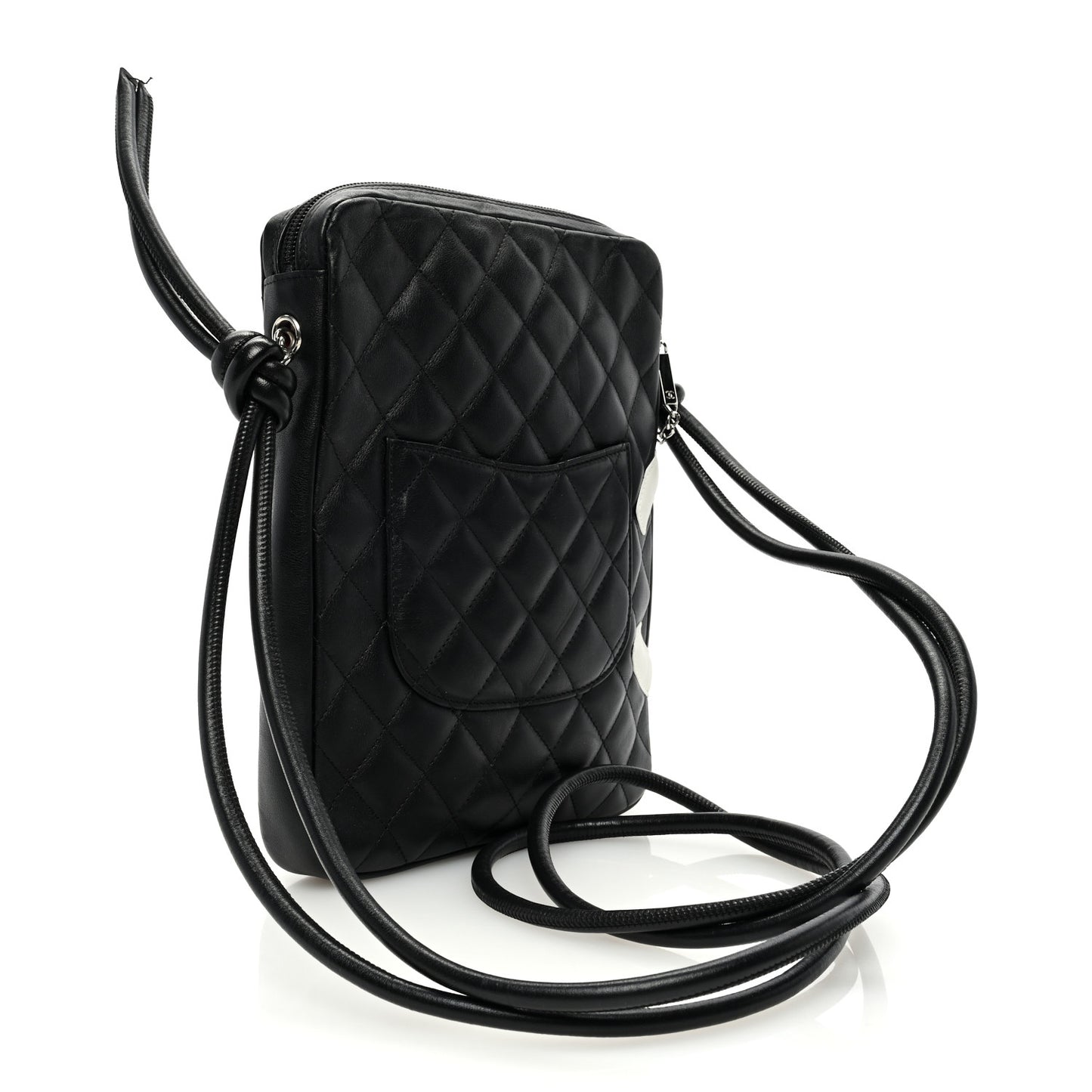 Calfskin Quilted Medium Cambon Messenger Black White