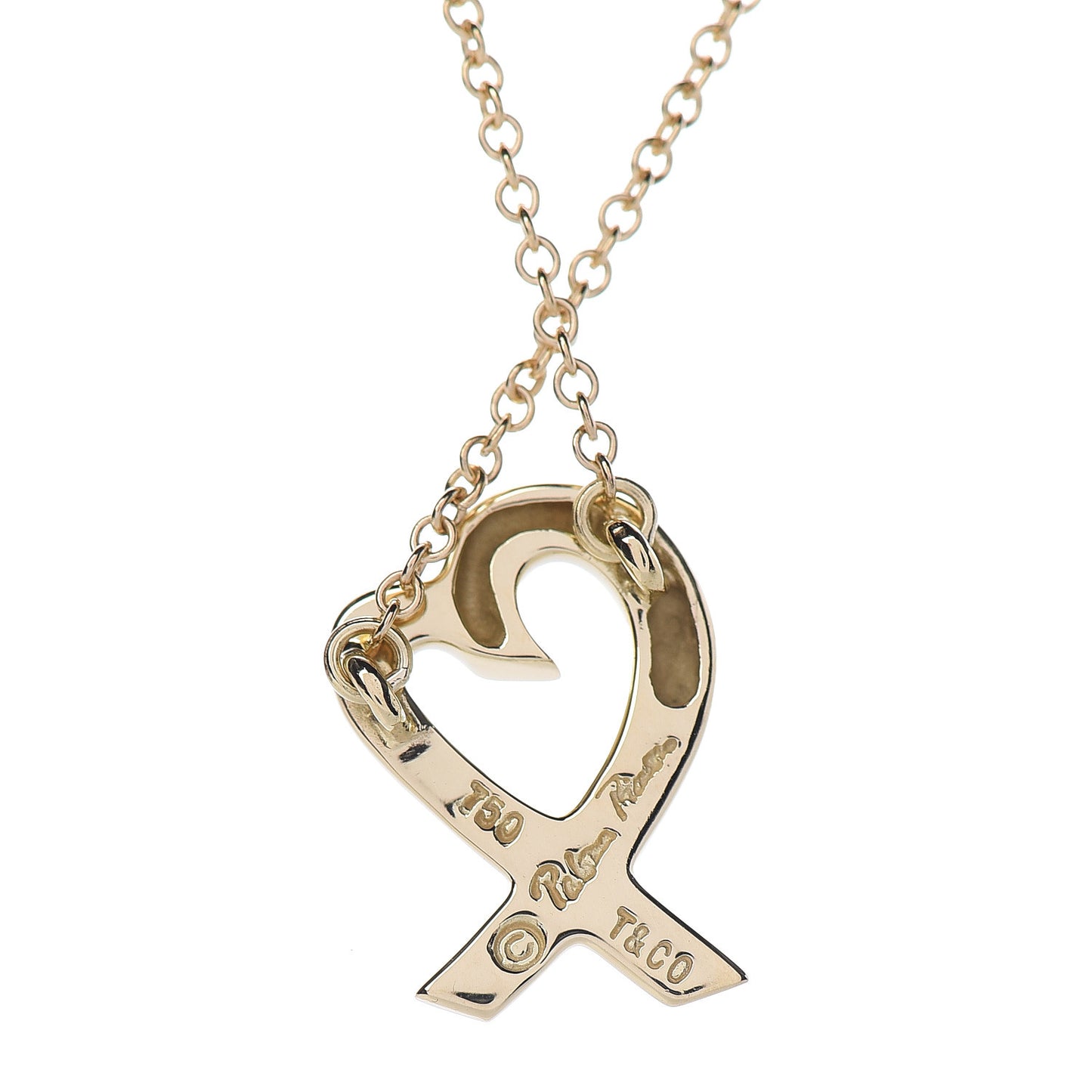 18K Yellow Gold Small Paloma Picasso Loving Heart Pendant Necklace