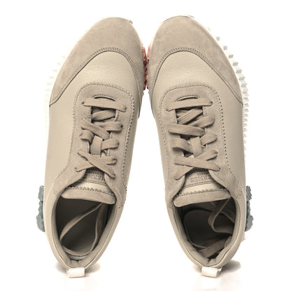 Hermes Sport Goatskin Suede Goatskin Womens Bouncing Sneakers 38.5 Beige Esquisse 2 of 9