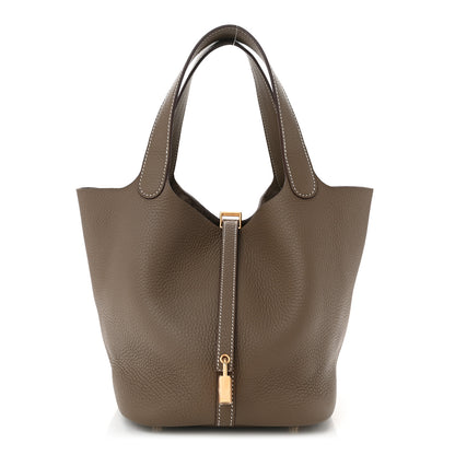 Hermes Taurillon Clemence Picotin Lock 22 MM Etoupe 1 of 10