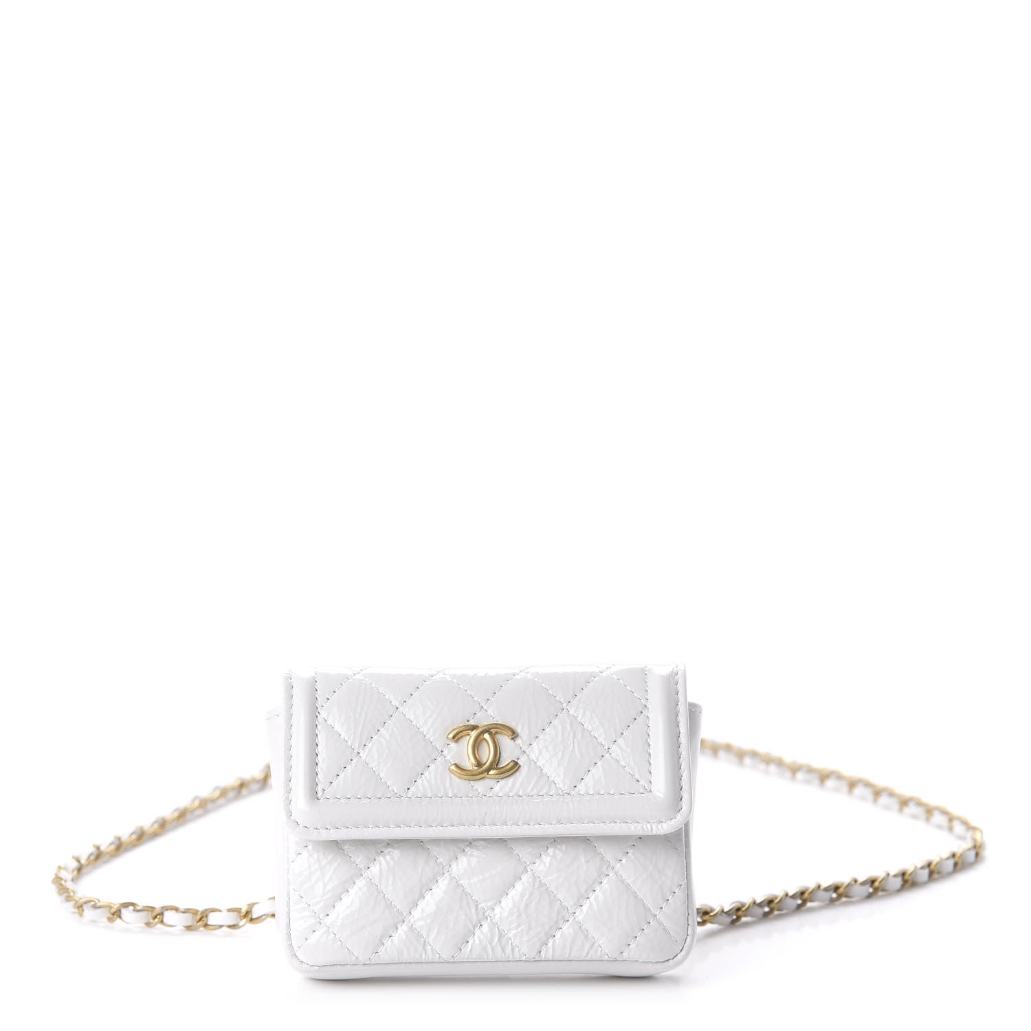Chanel Patent Quilted Chain Waist Bag White 1 of 12