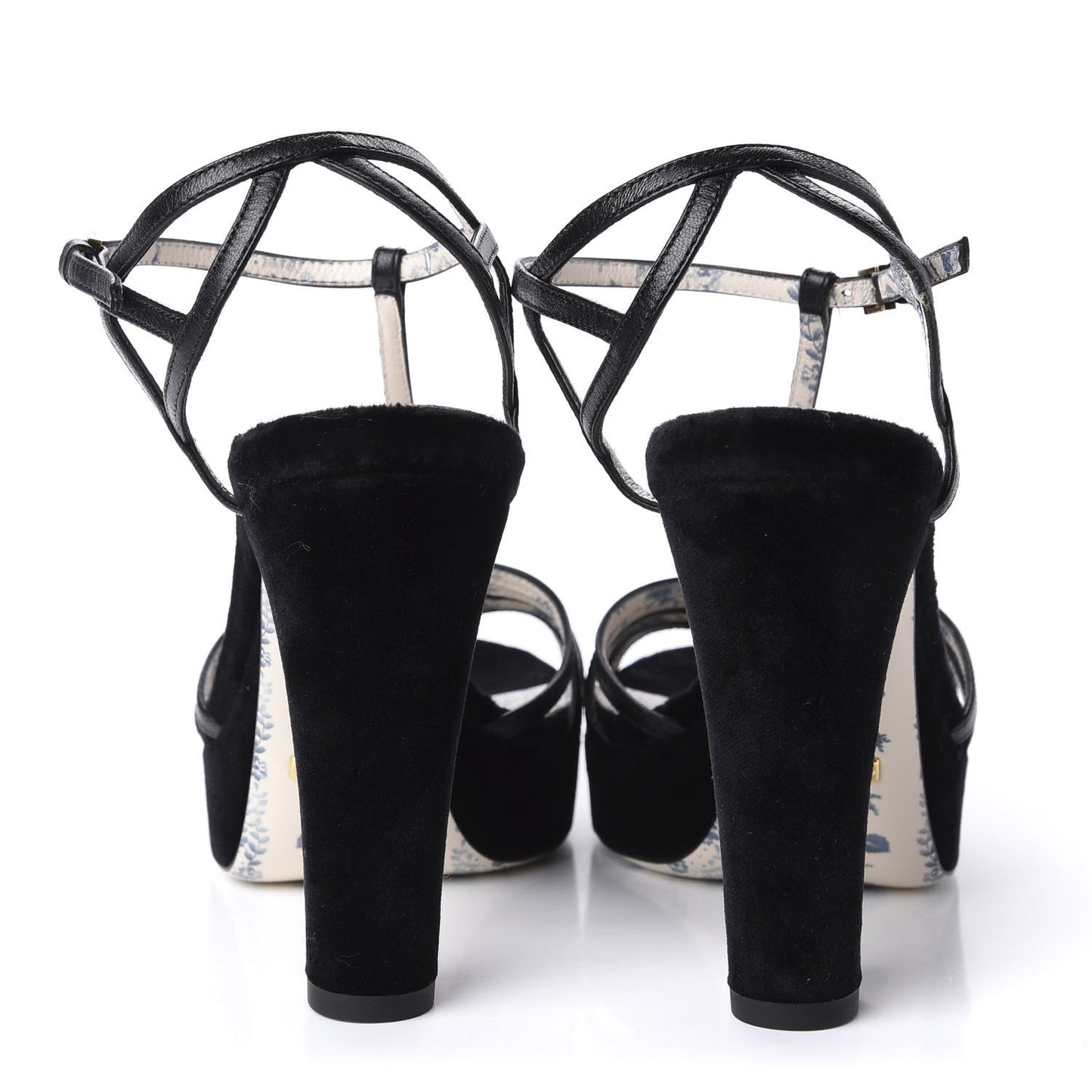 Velvet Malaga Kid Elias T-Strap Platform High Heel Sandals 35.5 Black