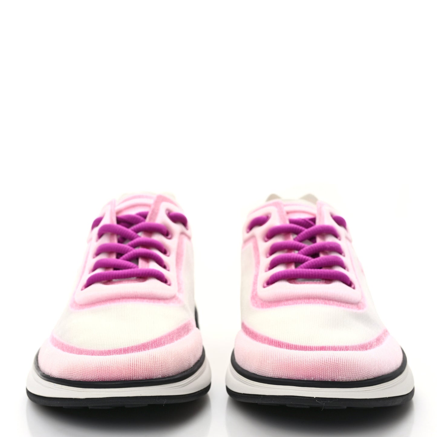 Calfskin Mesh Lyrca Womens Logo Sneakers 37 White Pink