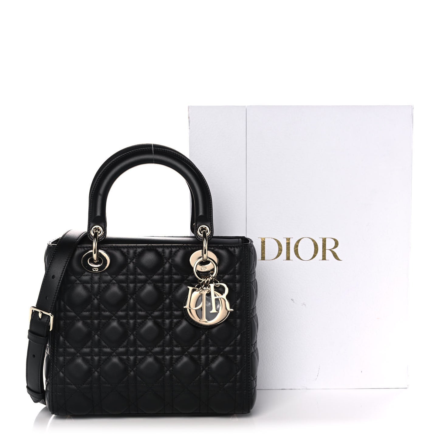 Lambskin Cannage Medium Lady Dior Black