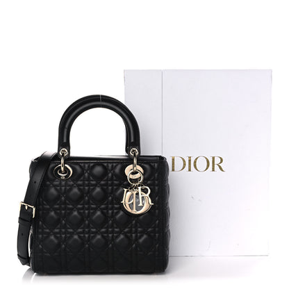 Christian Dior Lambskin Cannage Medium Lady Dior Black 14 of 14
