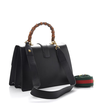 Gucci Calfskin Bamboo Web Large Dionysus Top Handle Bag Black Bright Evergreen Hibiscus Red 4 of 15