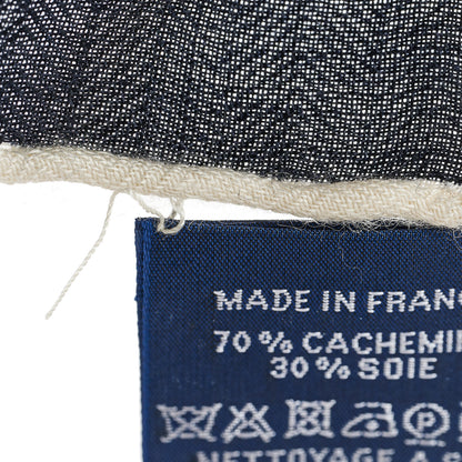 Hermes Cashmere Silk Jungle Love Tattoo Shawl 140 Bleu Black White 5 of 5