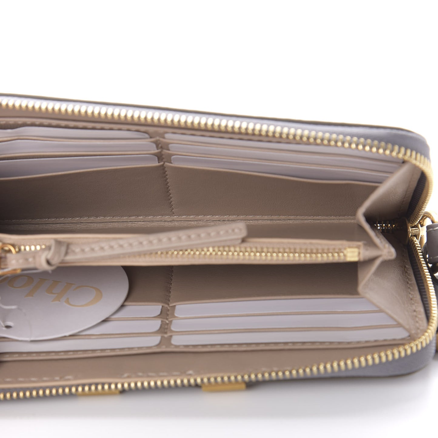 Calfskin Marcie Long Zip Around Wallet Cashmere Grey