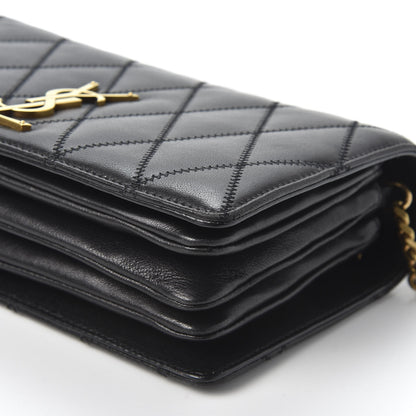 Saint Laurent Lambskin Diamond Quilted Monogram Angie Chain Bag Black 6 of 10