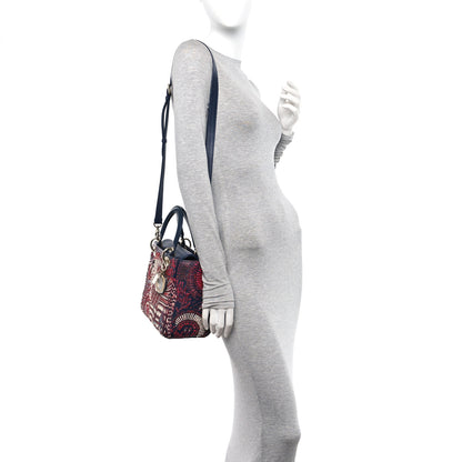 Christian Dior Smooth Calfskin Beaded Animals Medium Lady Dior Deep Blue Fuchsia 2 of 16