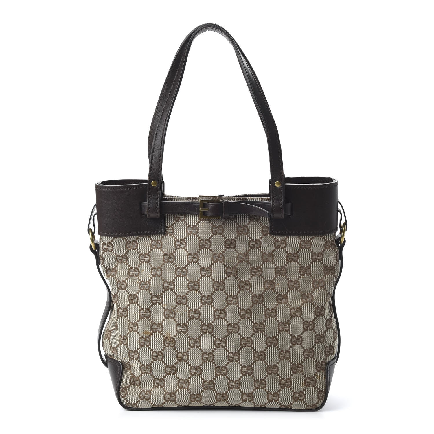 Gucci Monogram Small Bucket Tote Dark Brown 1 of 12