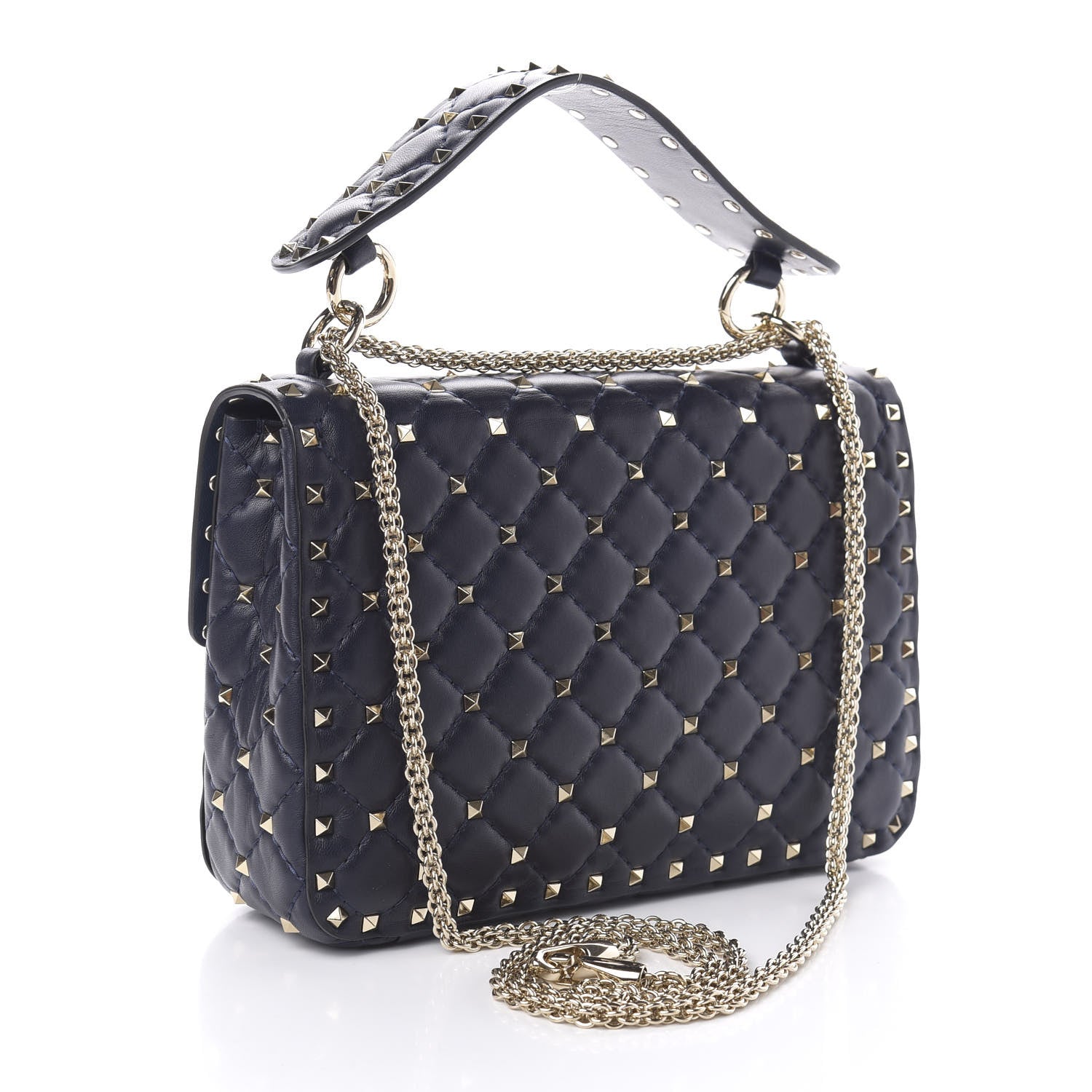 Valentino Garavani Nappa Medium Rockstud Spike Shoulder Bag Marine 3 of 9