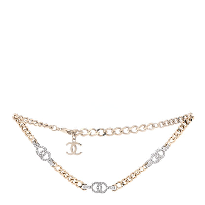 Chanel Crystal Chain CC Link Choker Gold Silver 3 of 6