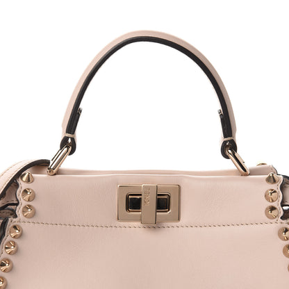 Fendi Vitello Seta Shiny Nappa Scalloped Studded Mini Peekaboo Iconic Satchel Soap 11 of 11
