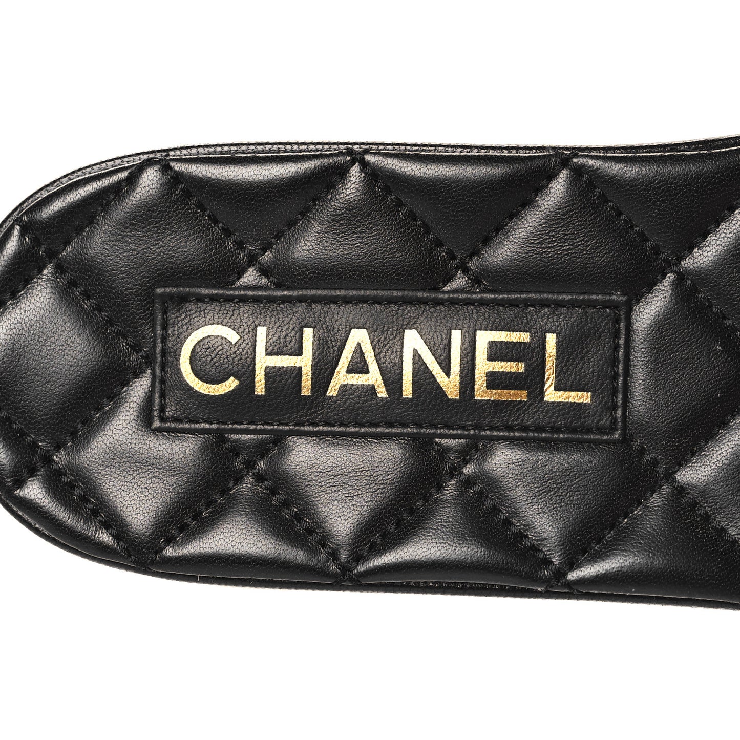 Shiny Goatskin Quilted CC Mules Sandals 40 Black