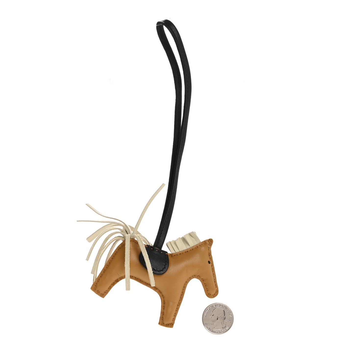 Milo Lambskin Grigri Rodeo Bag Charm PM Sesame Craie Black