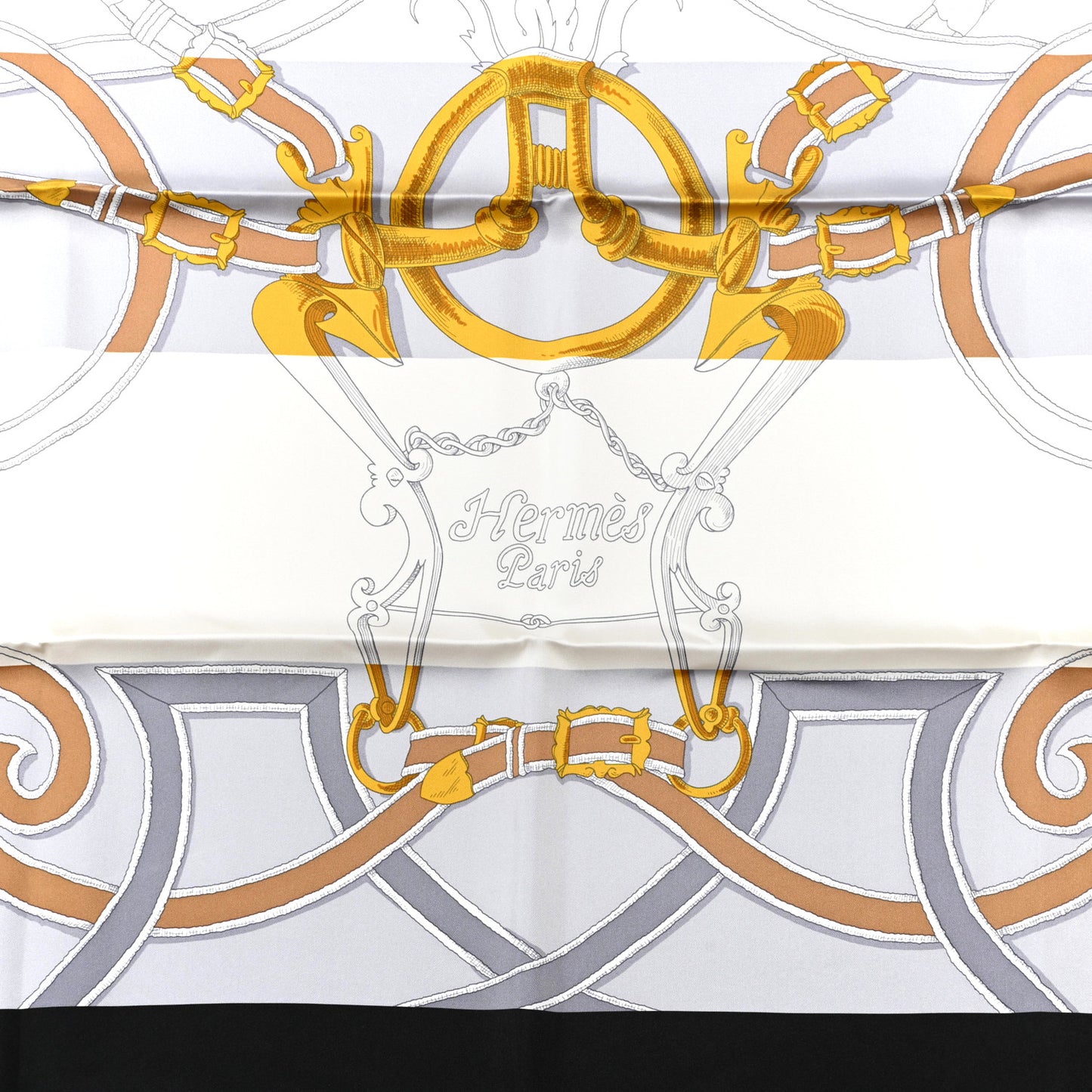 Silk L Instruction Du Roy Scarf 90 Black Gris Or