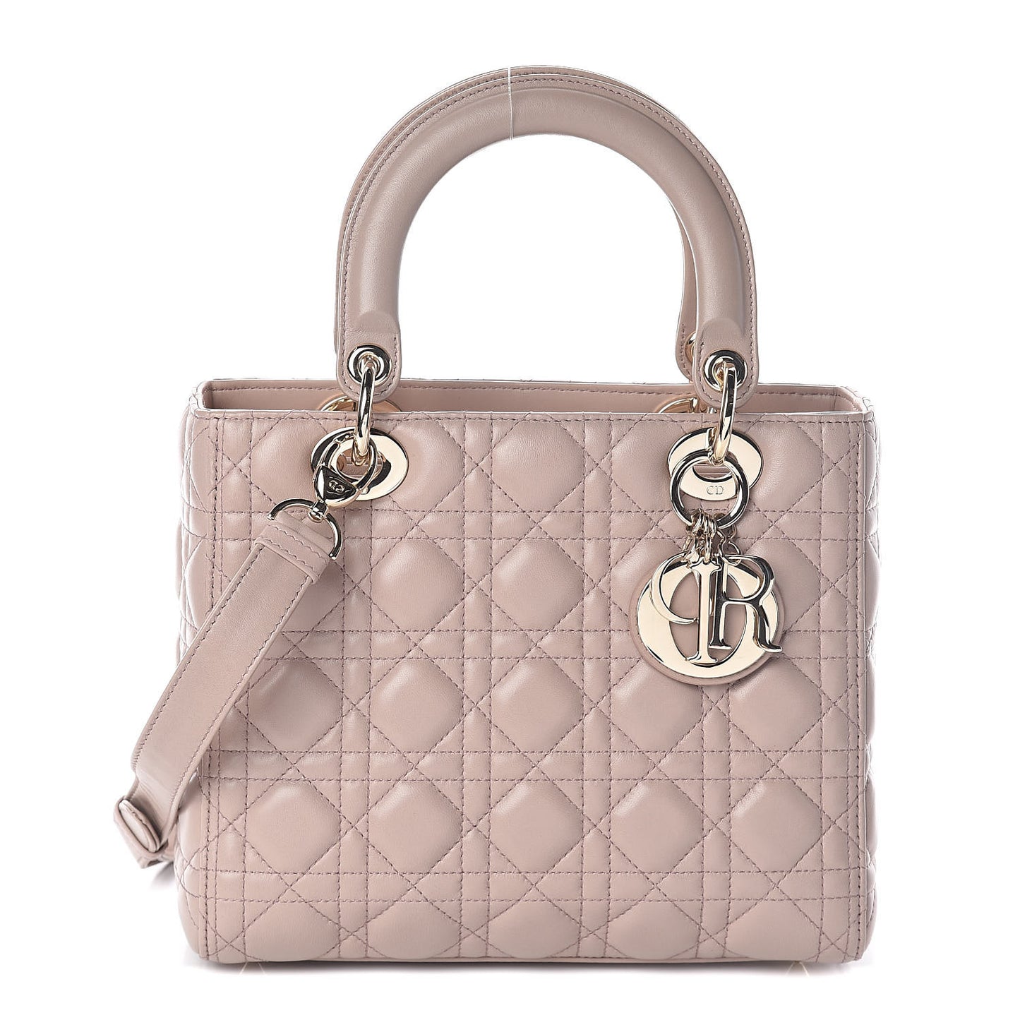 Lambskin Cannage Medium Lady Dior Taupe