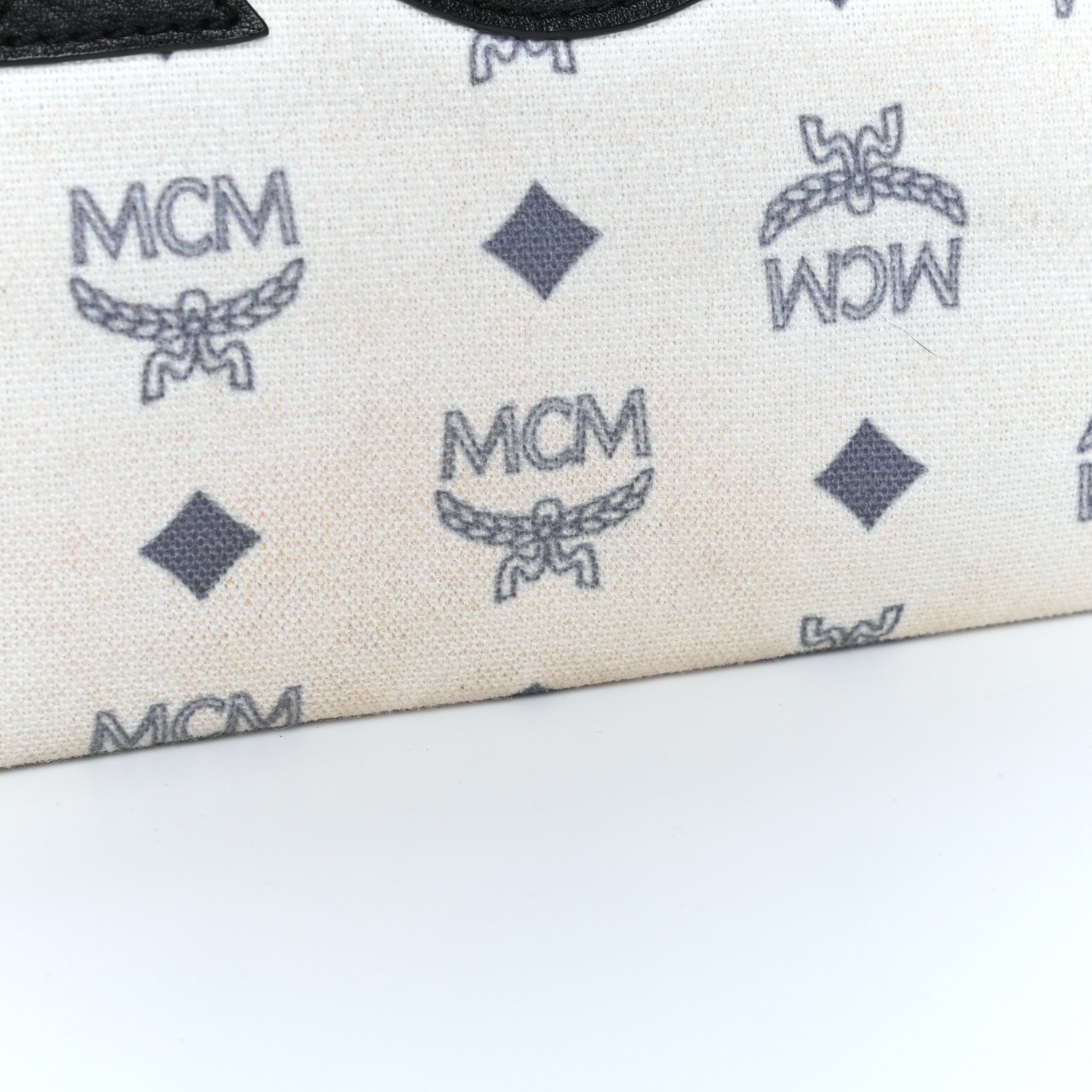 MCM X Ekocycle Visetos Wristlet Pouch White Black 9 of 9