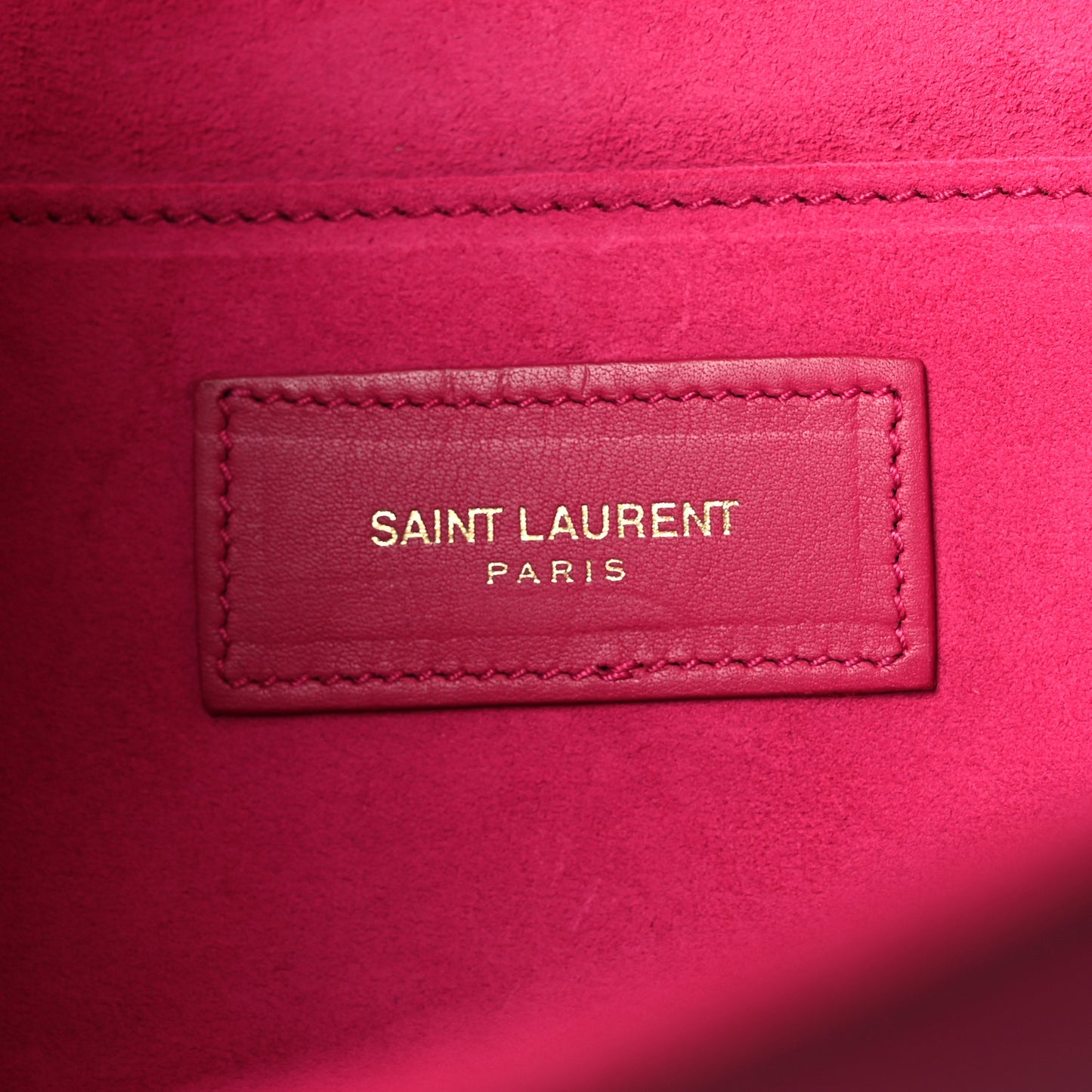 Calfskin Classic Y Ligne Clutch Fuchsia