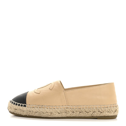 Chanel Lambskin CC Espadrilles 38 Beige Black 1 of 10