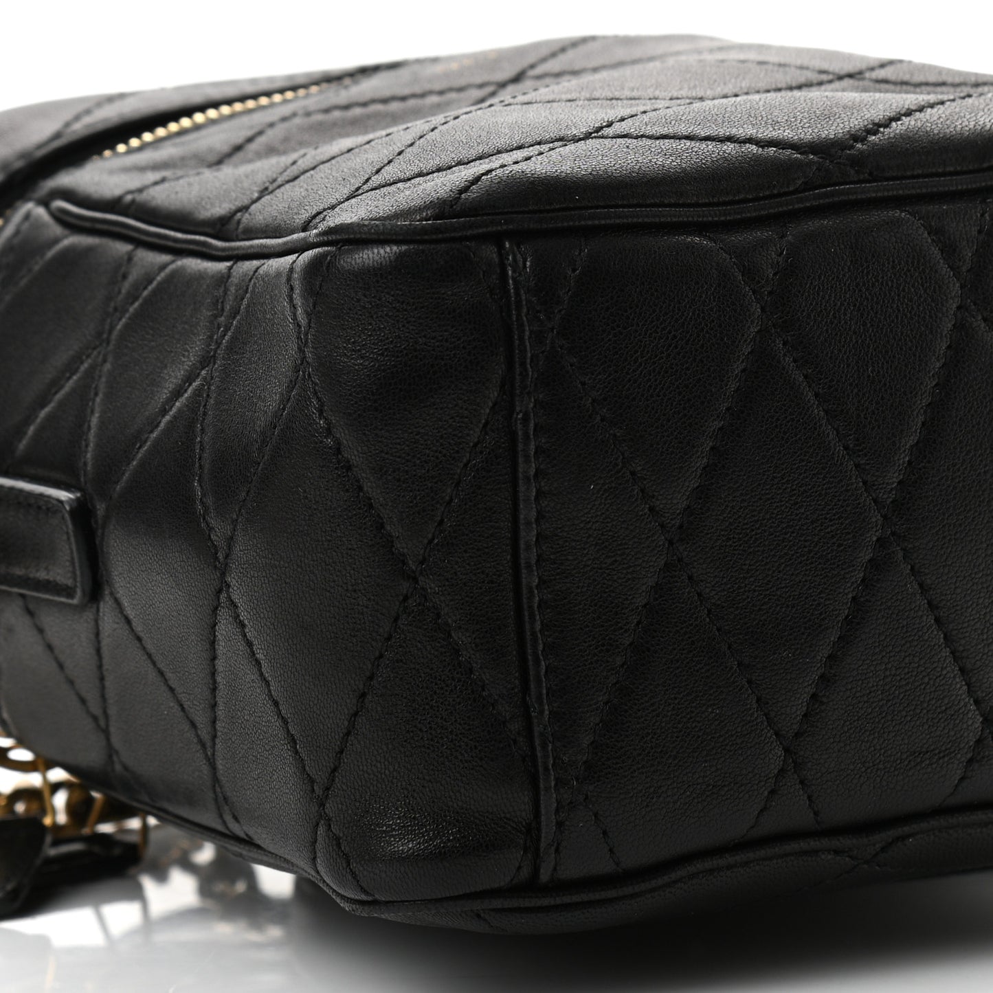 Lambskin Quilted Vanity Bag Black